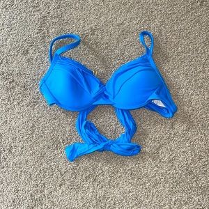cross-cross sky blue bikini top